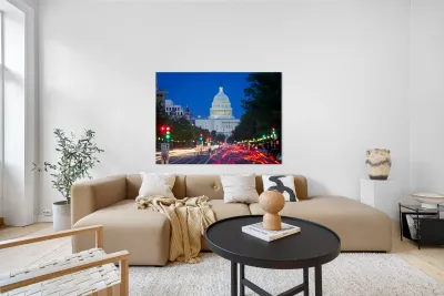 View down Pennsylvania Avenue DC at night Reproduction