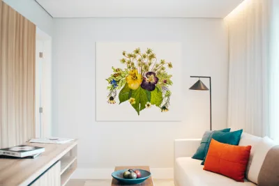 Arrangement of dried pressed flowers Reproduction