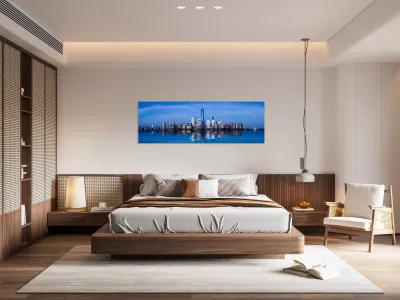 Panorama of Lower Manhattan at dusk Reproduction