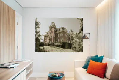 Sepia of Woodburn Hall at WVU in Morgantown Reproduction