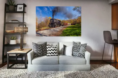 WMRR Steam train powers along railway Reproduction