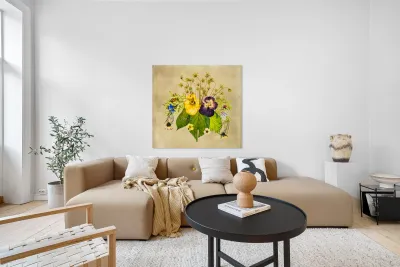 Arrangement of dried pressed flowers Reproduction