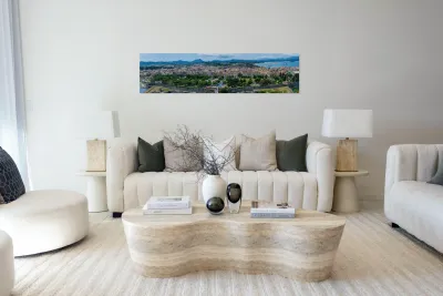 Wide panorama of  Kerkyra on island Corfu Reproduction