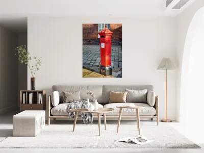 Victoria era red post office mailbox in street Reproduction