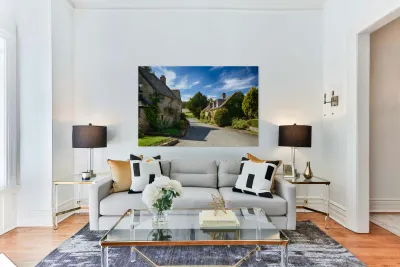 Old cotswold stone houses in Icomb Reproduction