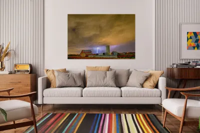 Thunderstorm Hunkering Down On Farm Reproduction