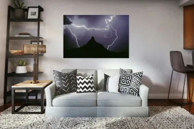 Pinnacle Peak Lightning Bolt Surrounded Reproduction