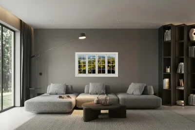 City Lights White Window Frame View Reproduction