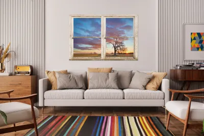 Beautiful Morning White Window Frame Art Reproduction