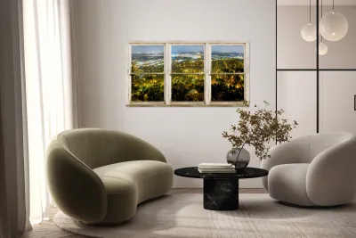 City Lights Picture Window Frame Photo Art Reproduction