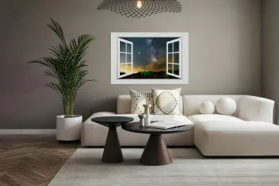 Milky Way Rising Out Of Clouds Open Window View Reproduction