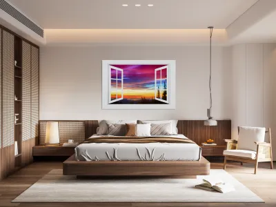 Early Morning Mountain Open White Picture Win Reproduction