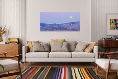 Moon Set Rocky Mountains Reproduction