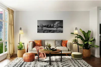 Boulder Colorado Flatirons Black White Pano Reproduction