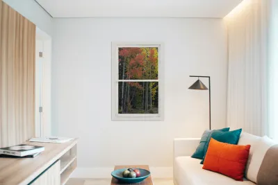 Aspen Forest Red Rustic Window View Reproduction