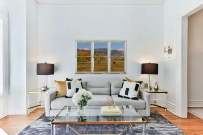 Horses Autumn White Barn Picture Window View Reproduction