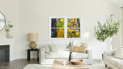 Wild Red Berries Forest Whitewash Picture Window Reproduction