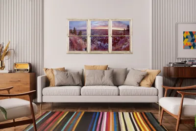 Mountain City White Rustic Barn Picture Window Reproduction