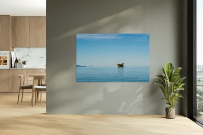 Small rocky island in Lake Champlain Reproduction