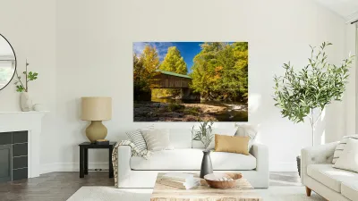 Montgomery covered bridge near Waterville in Vermont Reproduction