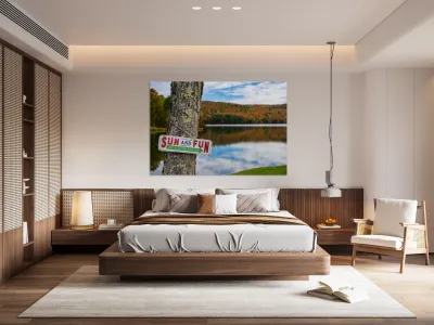 Sun and Fun swimming sign by Silver Lake Vermont Reproduction