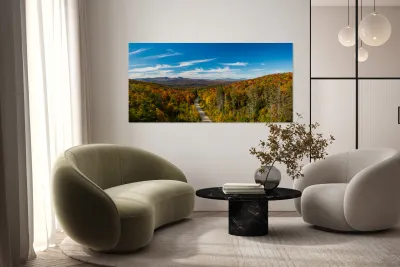 Aerial view of Moretown Mountain Road in Vermont Reproduction