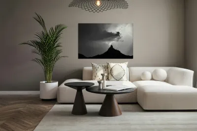 Pinnacle Peak Arizona Lightning Strike BW Reproduction