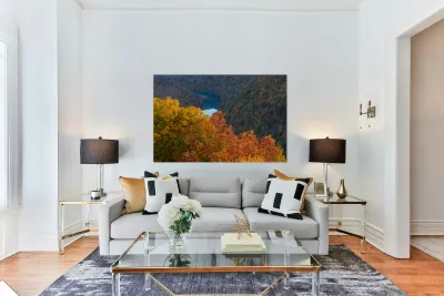 Sunset over Cheat river from Coopers Rock Reproduction