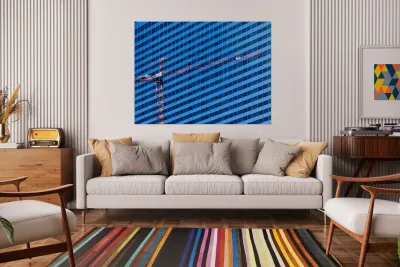 Reflection of crane in Chicago windows Reproduction