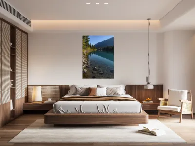 Bow River Banff with mountains 2-2 Reproduction