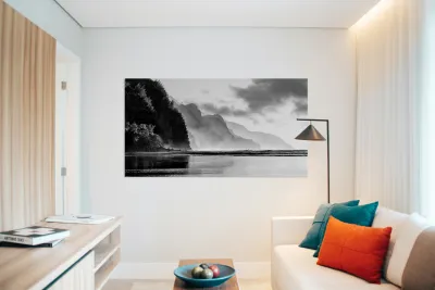 Black and white sunset on Na Pali coastline Reproduction