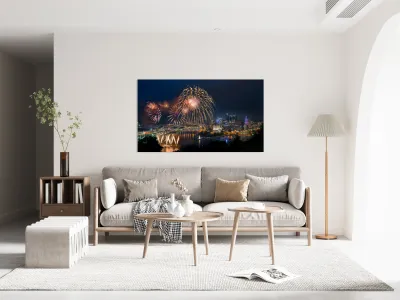 Fireworks over Pittsburgh for Independence Day Reproduction