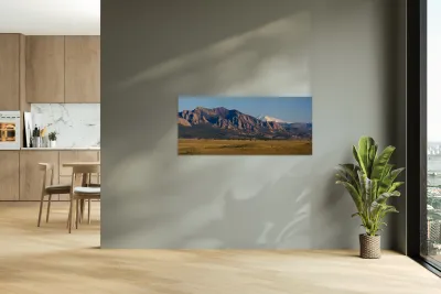 Flatirons Snow Covered Longs Peak Panorama Reproduction