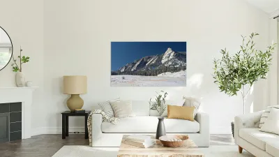 Flatiron Snow Dusted Boulder CO Panoramic  Reproduction