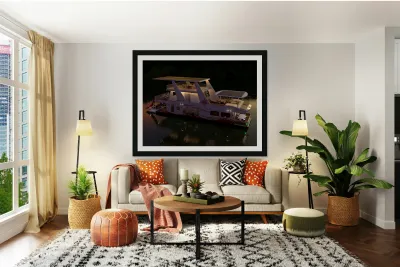 Solar Electric Powered Houseboat  Reproduction