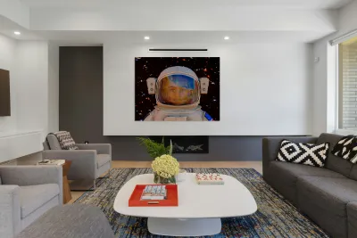 Female Space Explorer witnesses the Carina Nebula as seen by the James Webb Telescope Reproduction