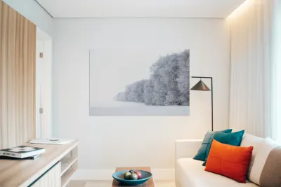 Tree Row in Hoarfrost Reproduction