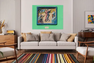 Carnation of the Air bas-relief painting by Luis Perlotti Reproduction