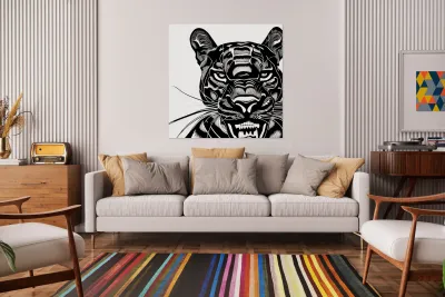 Determined. Jaguar. Line Art. Reproduction