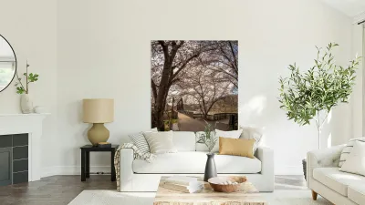 Steel girder bridge carries the bike walking trail over Deckers  Reproduction