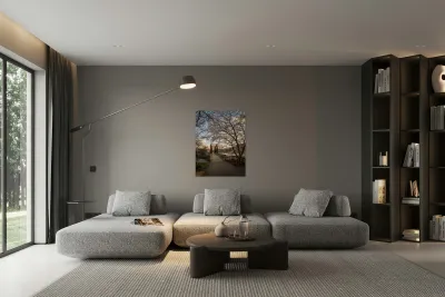 Steel girder bridge carries the bike walking trail over Deckers  Reproduction