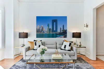 Skyline of hotels and apartments in JBR Beach from Bluewaters is Reproduction