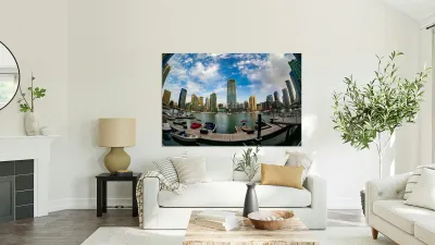 Fisheye view of apartments at Dubai Marina UAE Reproduction