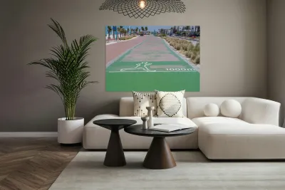 Rubber surface of running track alongside Dubai beach Reproduction