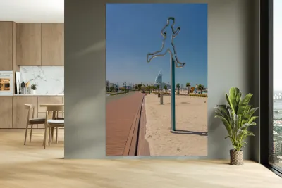 Rubber surface of running track alongside Dubai beach Reproduction
