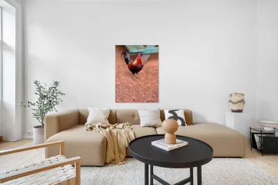 Rooster by the Table Reproduction