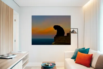 Thinking Monkey at Sunset Reproduction