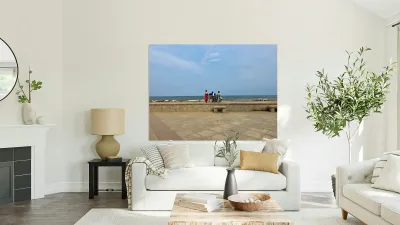Family Bench at the Beach Reproduction