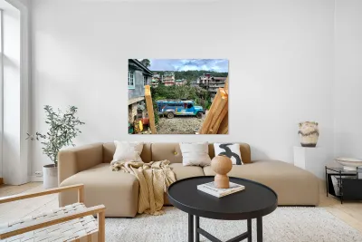 The Blue Bus of the Village Reproduction