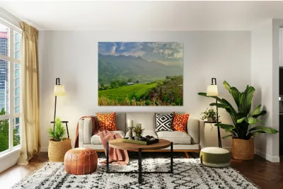 Dreamy Sunset Over the Rice Fields 2 Reproduction